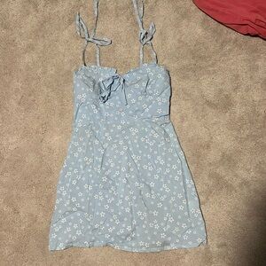 size XS white and blue floral shein mini sundress